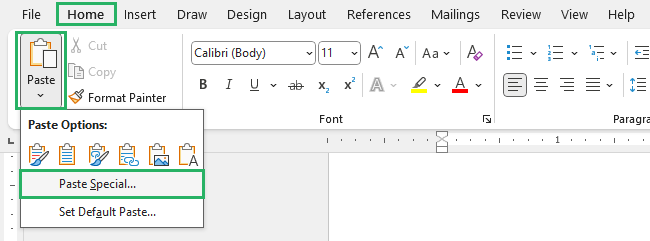 Select Paste Excel Special