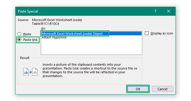 Select Excel object