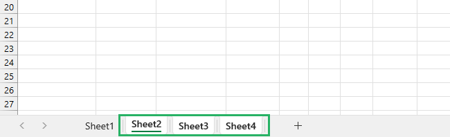 Selected adjacent tabs in the sheet