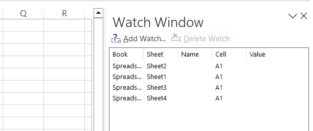 Watch Window docked in