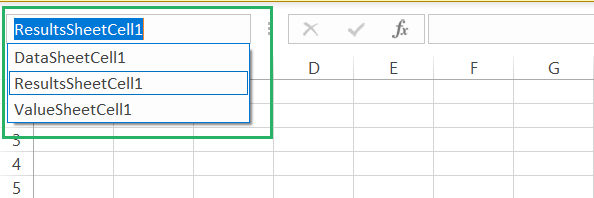 All the named cells in the Name Box