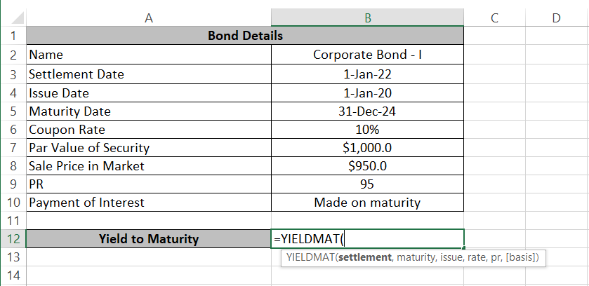 2 Writing the YIELDMAT function