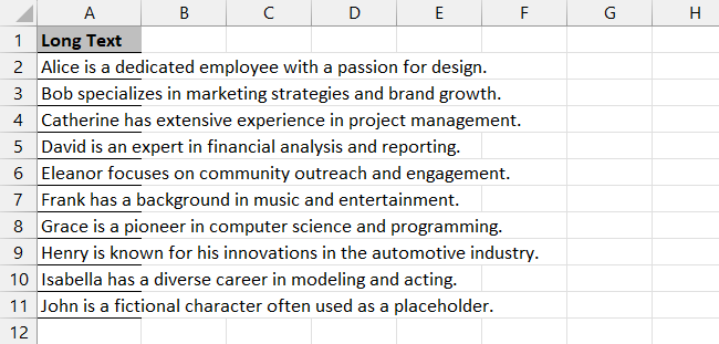 Sample data set