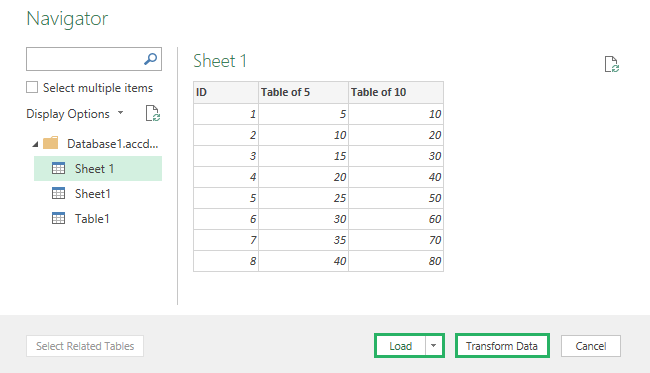 Load the data into the worksheet