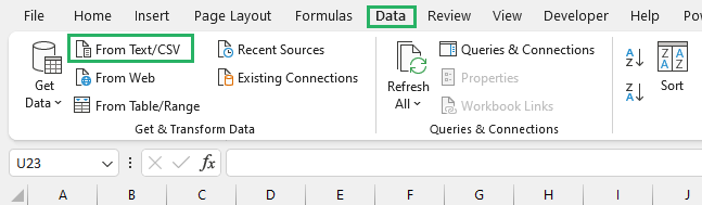 Select the Text CSV option from the dropdown list