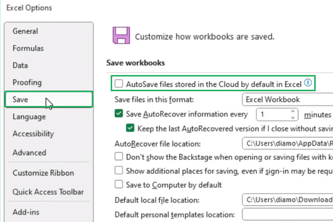 Uncheck the autosave option