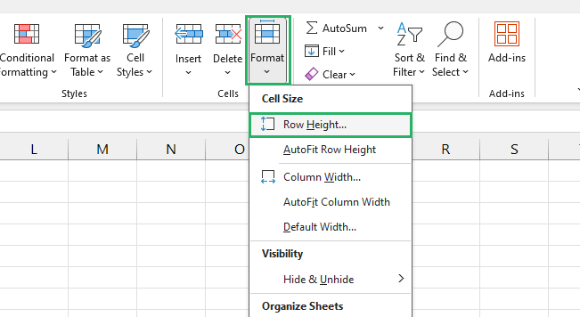 Row height setting