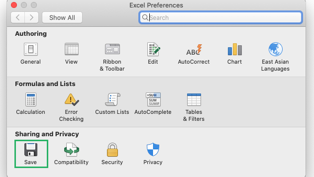 Select save option from sharing and privacy