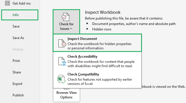 Select inspect