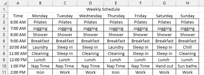 Schedule appears
