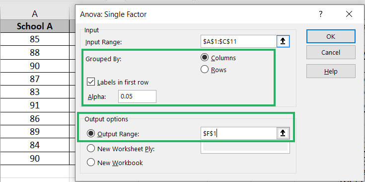 Anova single-factor details