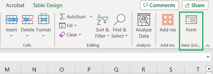 Customized fields Excel data entry form