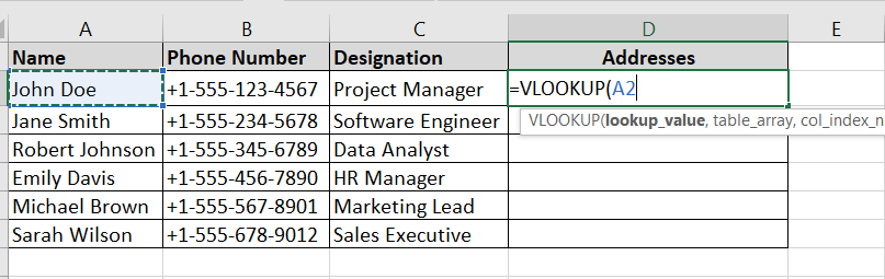 Lookup value argument
