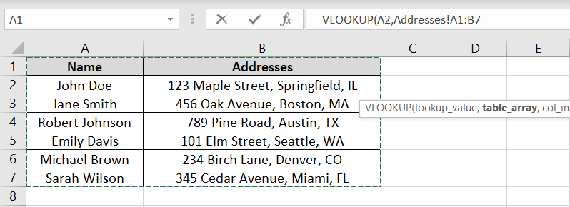 range of cells for lookup value array