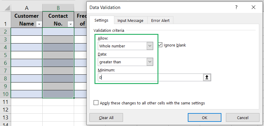 Setting up data type to whole number