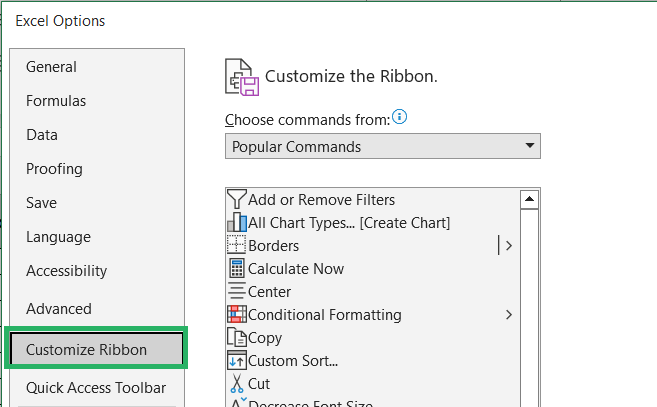 Customize Ribbon