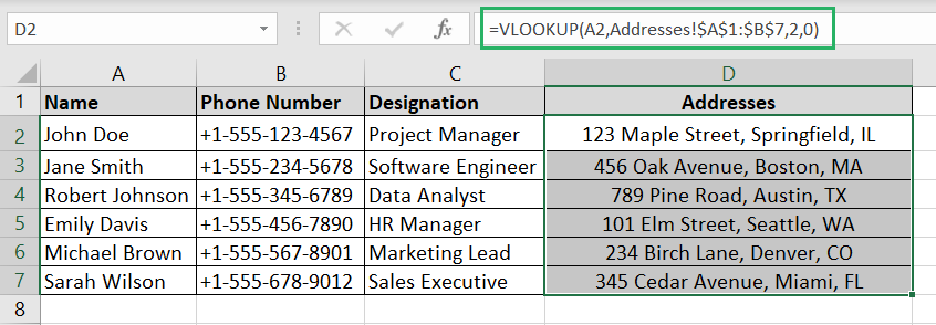 VLOOKUP import data for all contacts