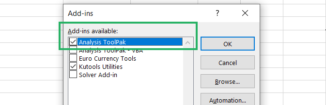 Check analysis tool pak