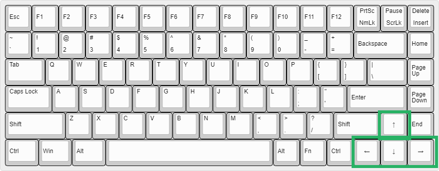 up, left, right, down arrow key moves