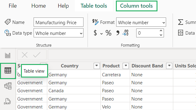 Select table view - power automate