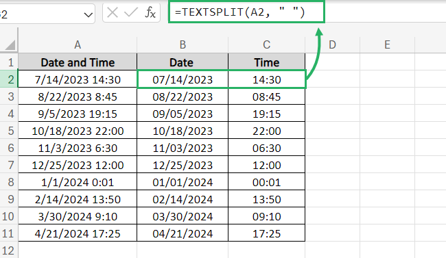 Use a formula to split text string