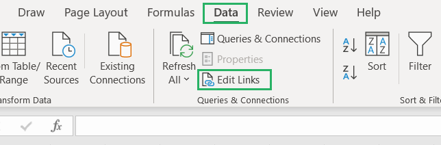 Check for incorrect external references in the Excel worksheet