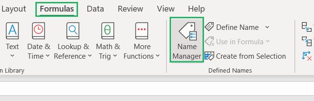 Name Manager to check defined names in the xlsx file