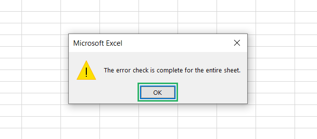 No error in Excel workbook