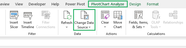 Select the Data source option to solve Excel found a problem error under pivottable tools