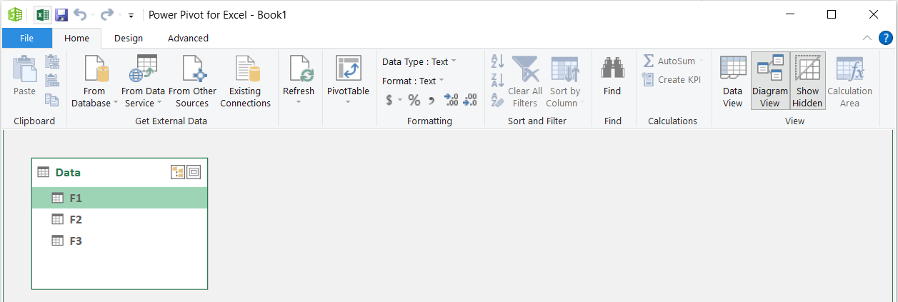 Power Pivot in Excel worksheet