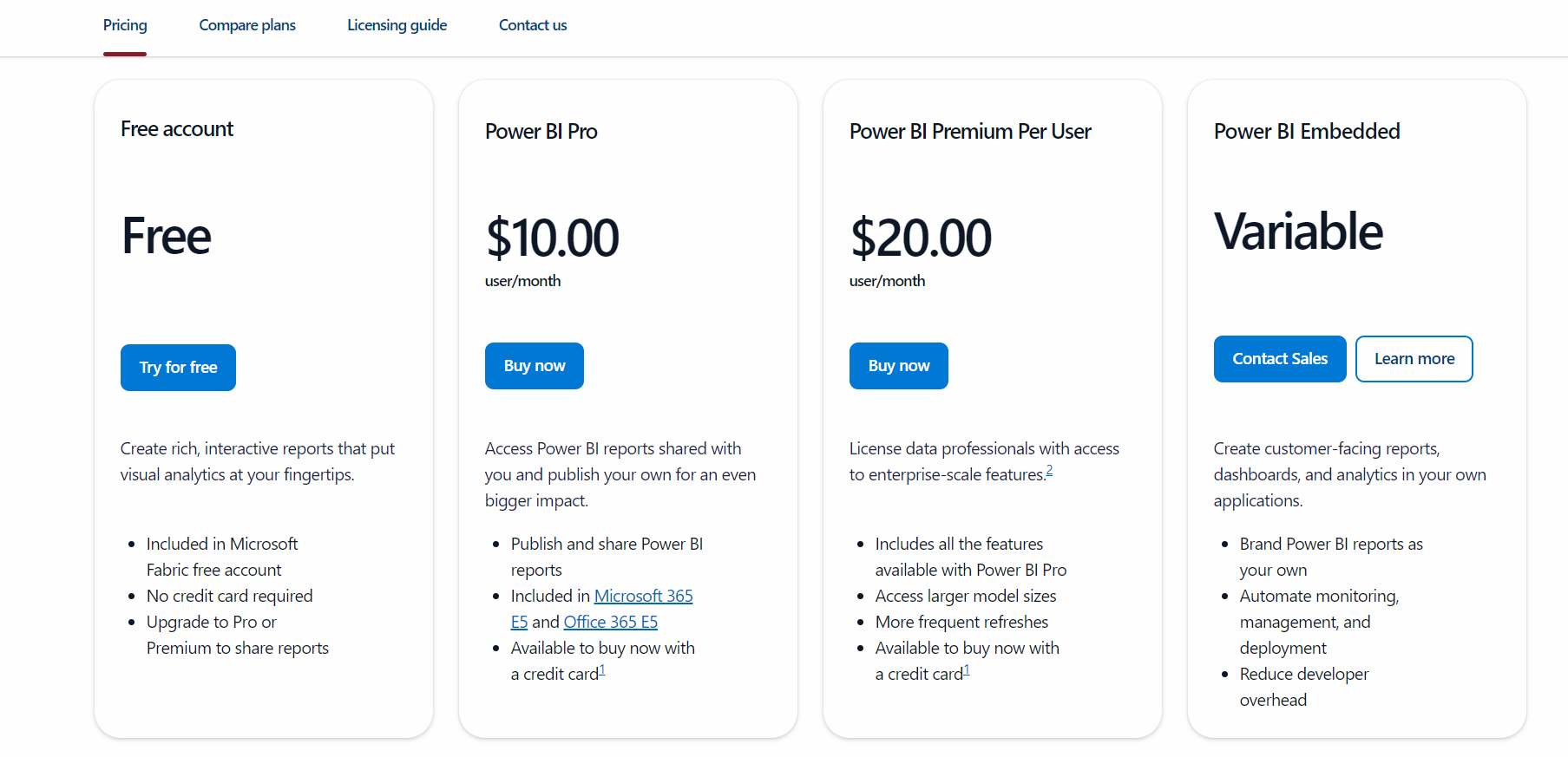 Power BI Pricing