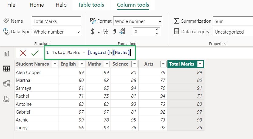 new calculated column