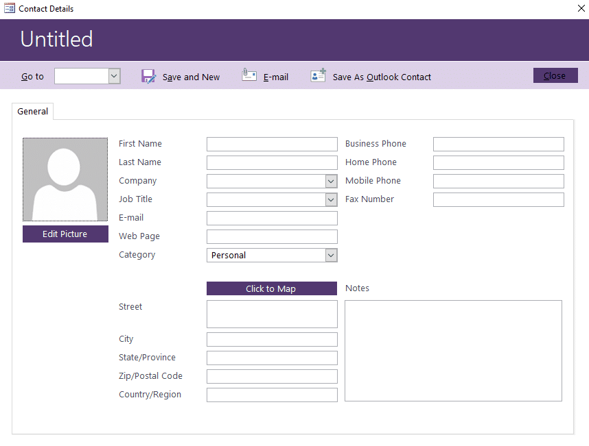Contact forms in Access