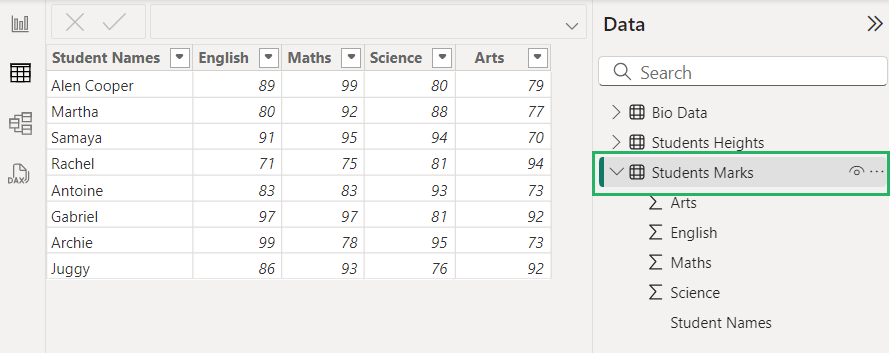 Table selection