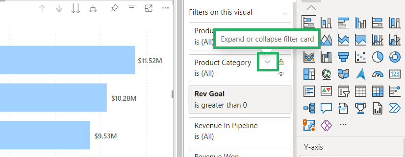 Expand or collapse filter card