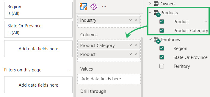 5 Adding fields to the Columns section