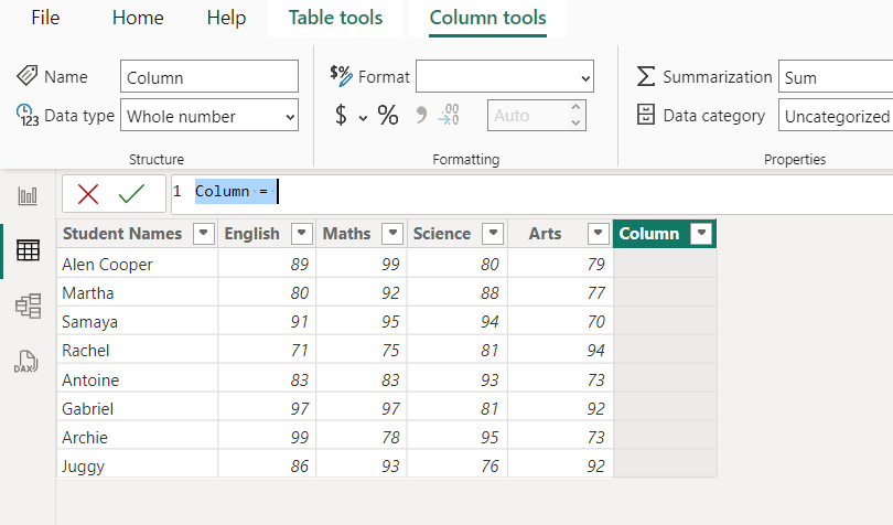 New column added to the table