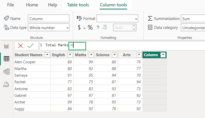 Table named