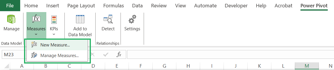 Creating measure in Power Pivot