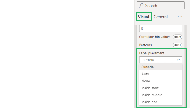 Apply labels to the data model in the chart visual