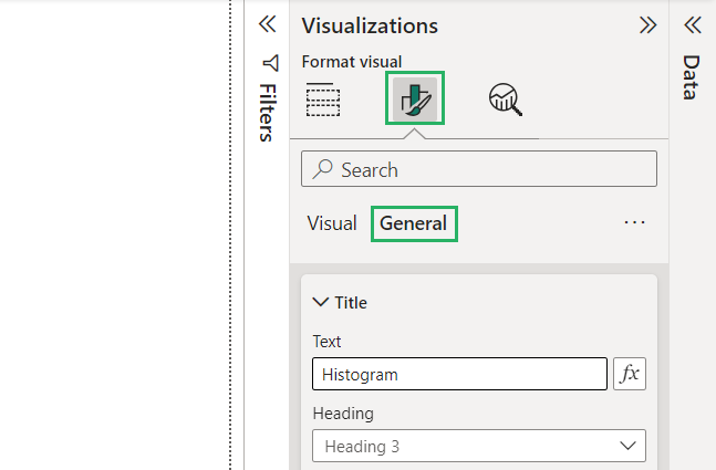 Add titles to Power BI histogram