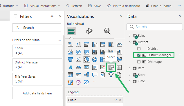 Select Sub section for the report page