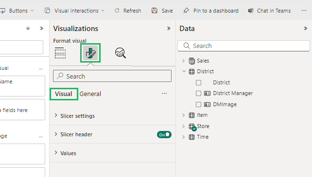Select the Format option from the Power BI Visualizations pane