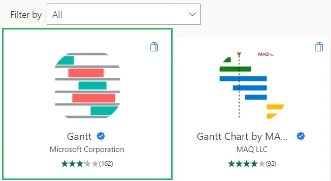 Search for Gantt in the search bar chart or apps dashboards and select microsoft project