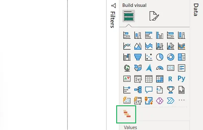 Select the Gantt chart from the visualizations field