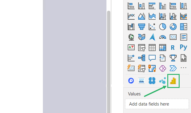 Select the visual from the visualizations field