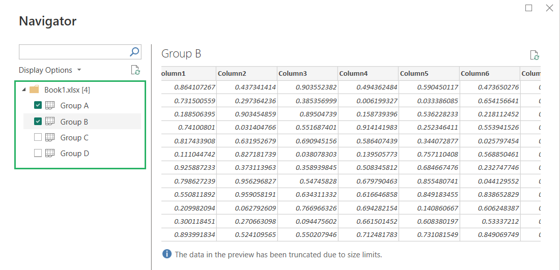 Importing relevant data fields from data sources