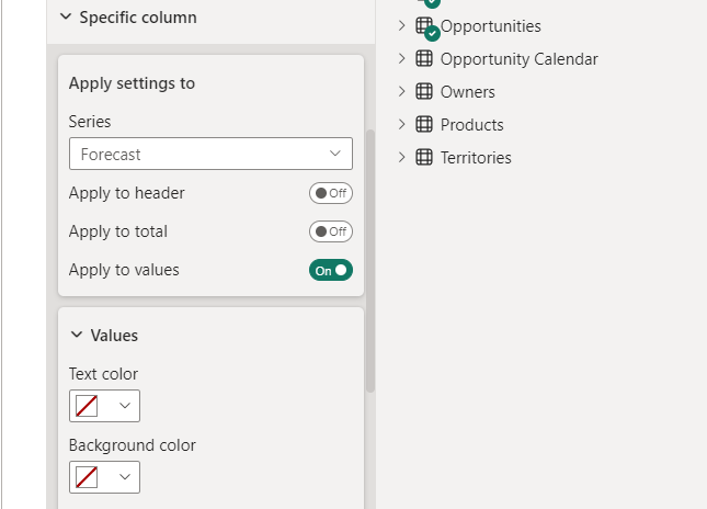 Specific column formatting