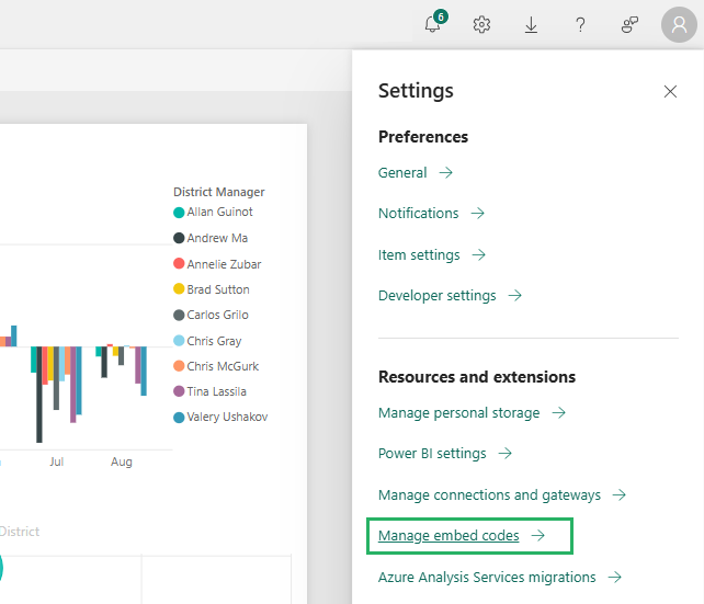 Manage embed codes from the option to reuse or delete embed codes created