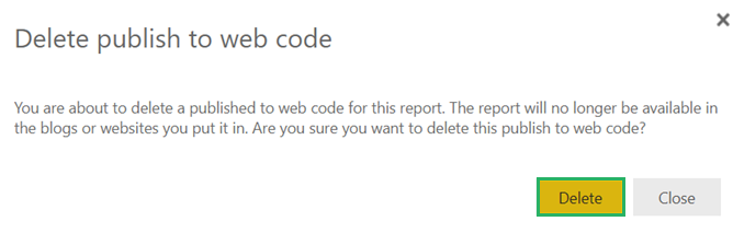 Press Deleteon the prompt to delete the embed code created
